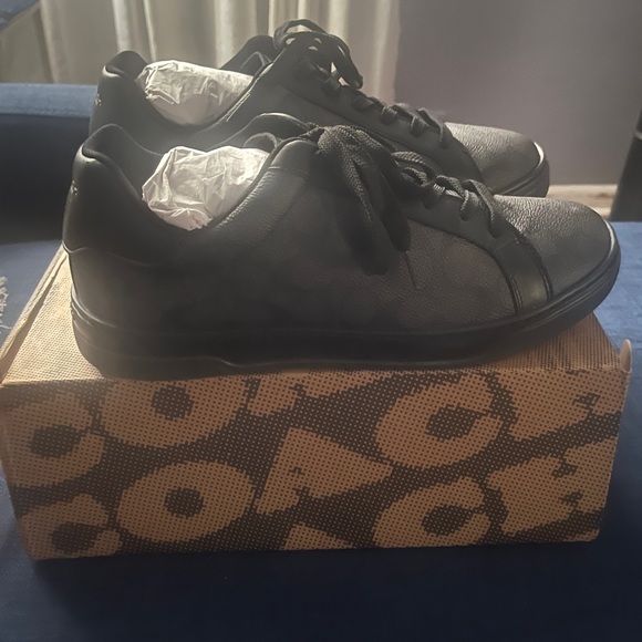 Coach Men's Black Leather Sneakers - Picture 1 of 3